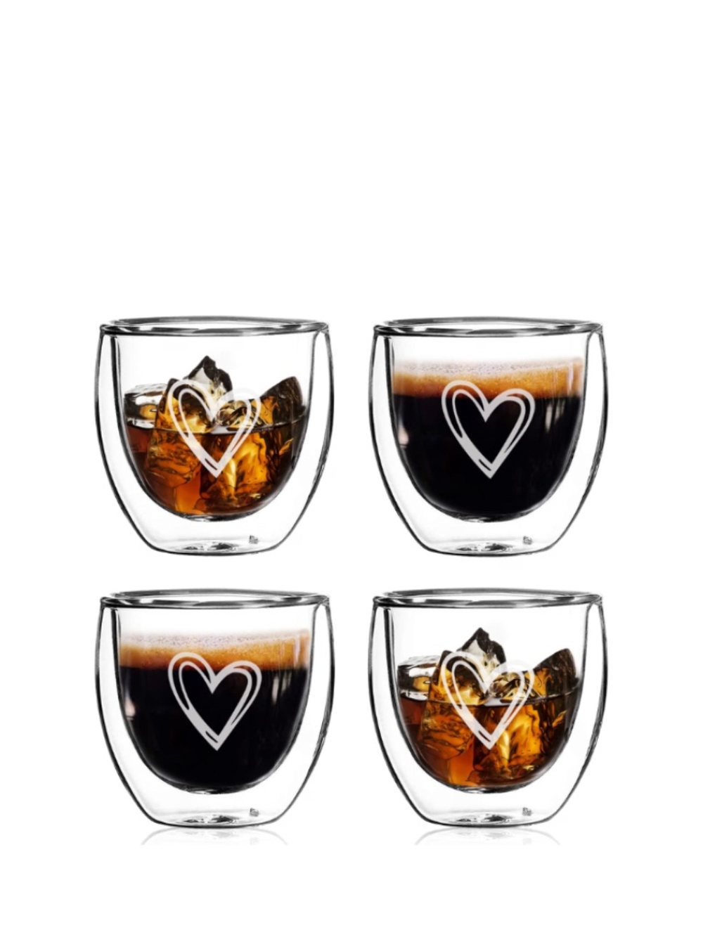 Double Wall Glass Espresso Cups 4Pcs